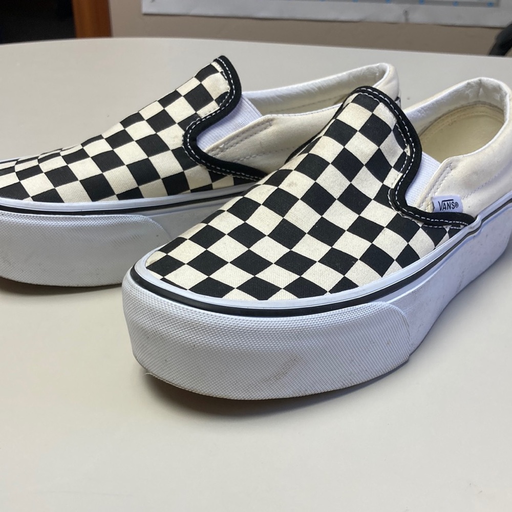 Checkered Platform Slip On Vans